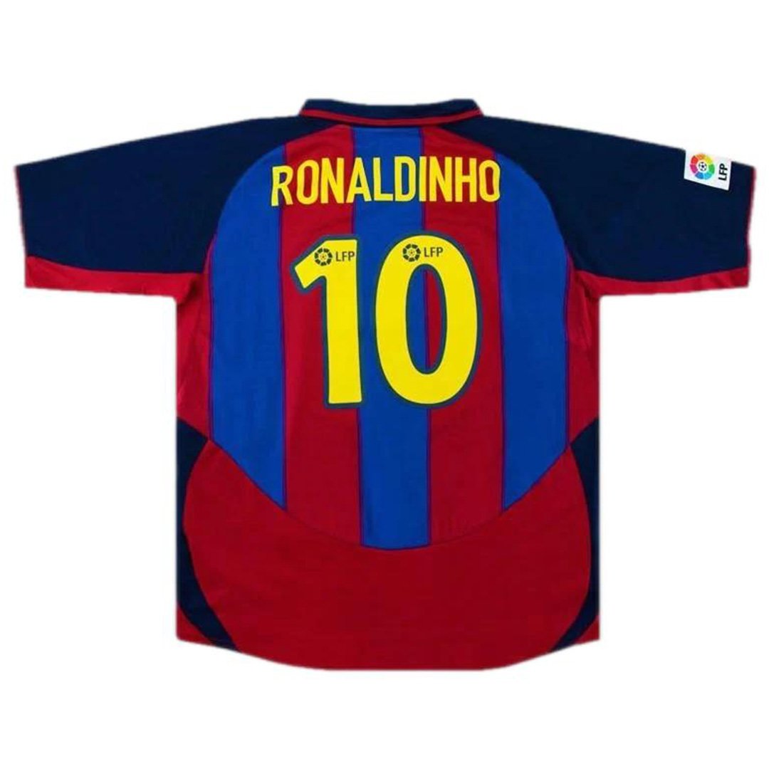 Ronaldinho 10 Retro Barcelona Home Jersey 2003/04