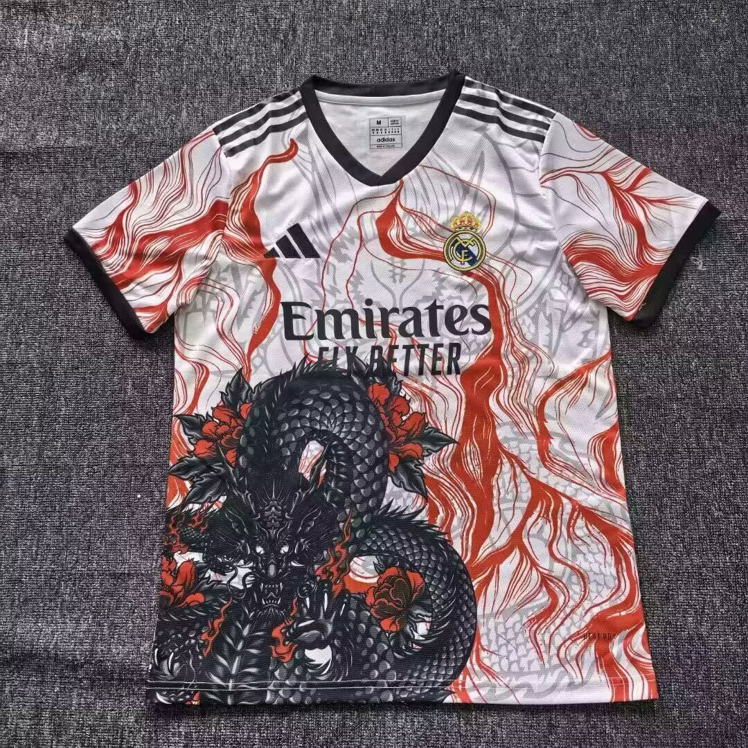 Fans Version 2526Real Madrid Dragon Pattern White 