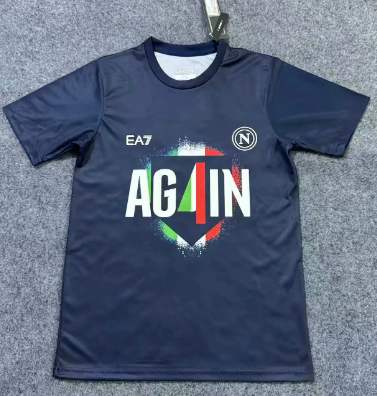 Fans Version 25/26 Napoli Champions T-shirt 4 crown edition dark blue