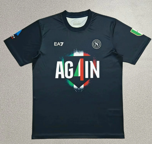 Fans Version 25/26 Napoli Champions T-shirt Pattern Edition Deep Blue 