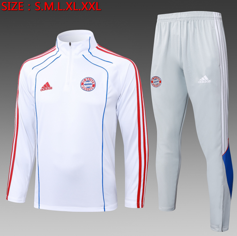 25/26 Half Bayern White Retro Edition (Blue Edge) Tracksuit 