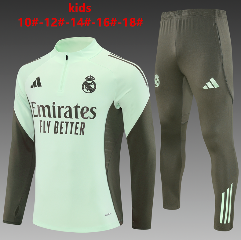 25/26 kid half Real Madrid Light Green Tracksuit