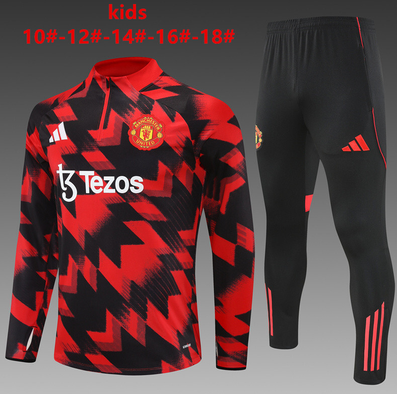25/26 kid half Manchester United Red Black Camouflage Tracksuit