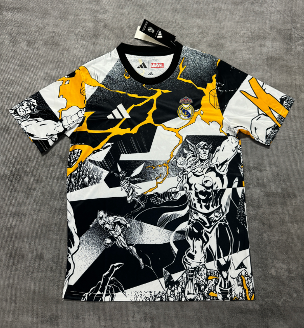 Fan version 25/26 Real Madrid Marvel co-branded white