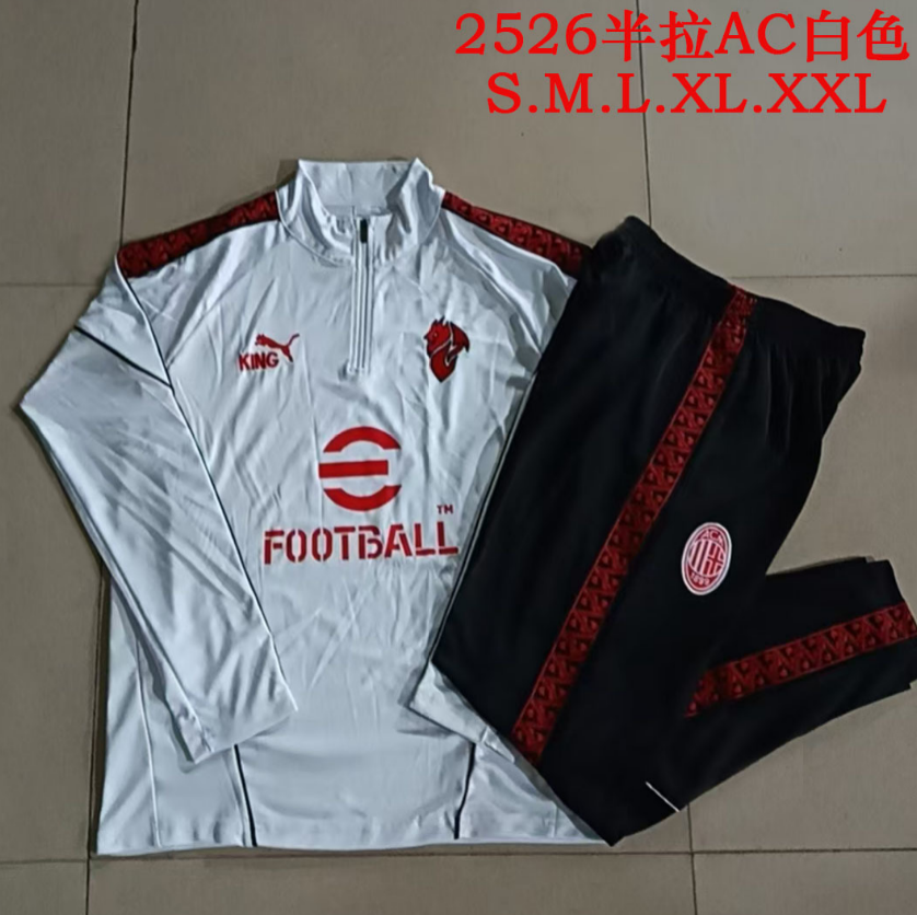 25/26 Half Pull AC Milan White Tracksuit