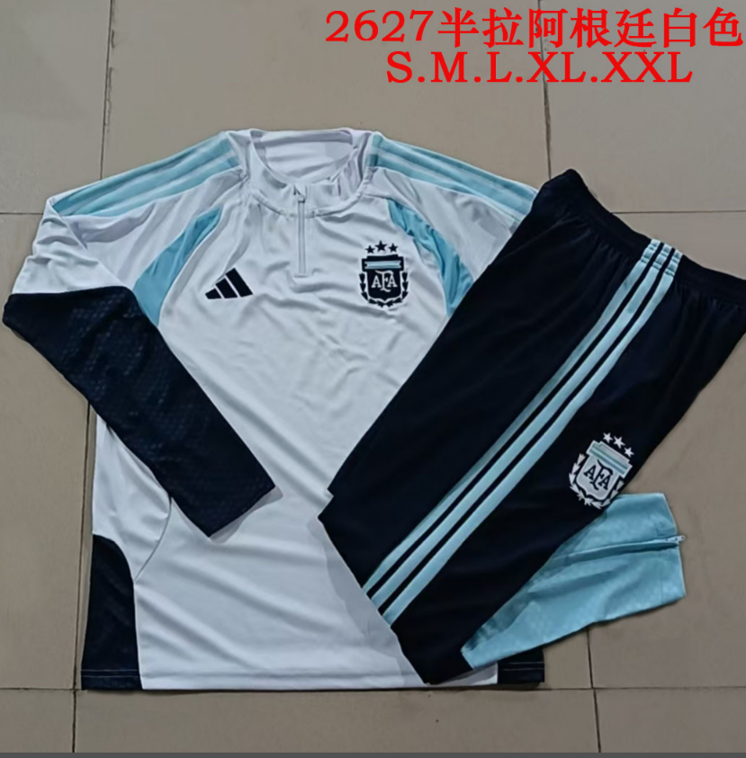 26/27 Half Pull Argentina White Tracksuit