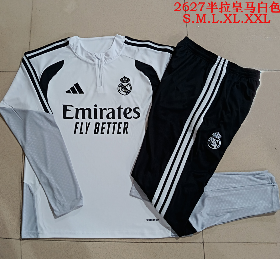 26/27 Half Pull Real Madrid White Tracksuit