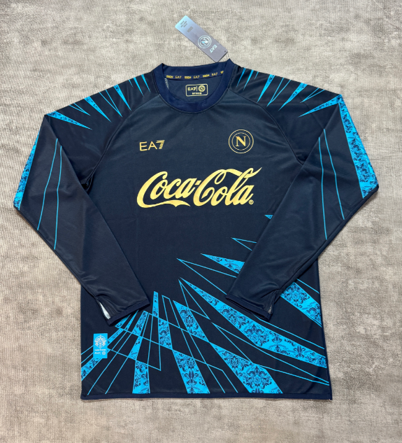 Fans Version 25/26 Napoli pre match outfit with blue long sleeve