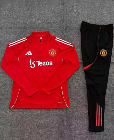 25/26Adult half Manchester United red Tracksuit kits 