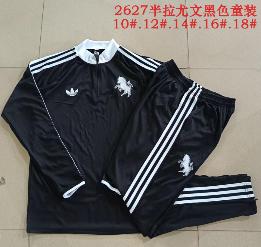 26/27 Kids Half Pull Juventus Black Tracksuit