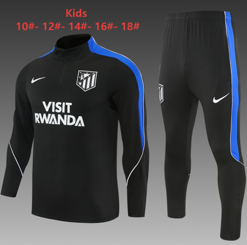 26/27 Kids Half Pull  Atletico Black Tracksuit