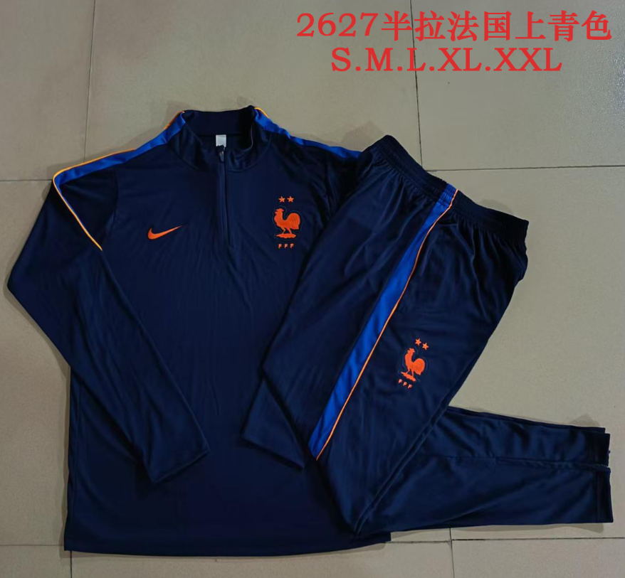 26/27 Adults Half Pull France cyan Tracksuit