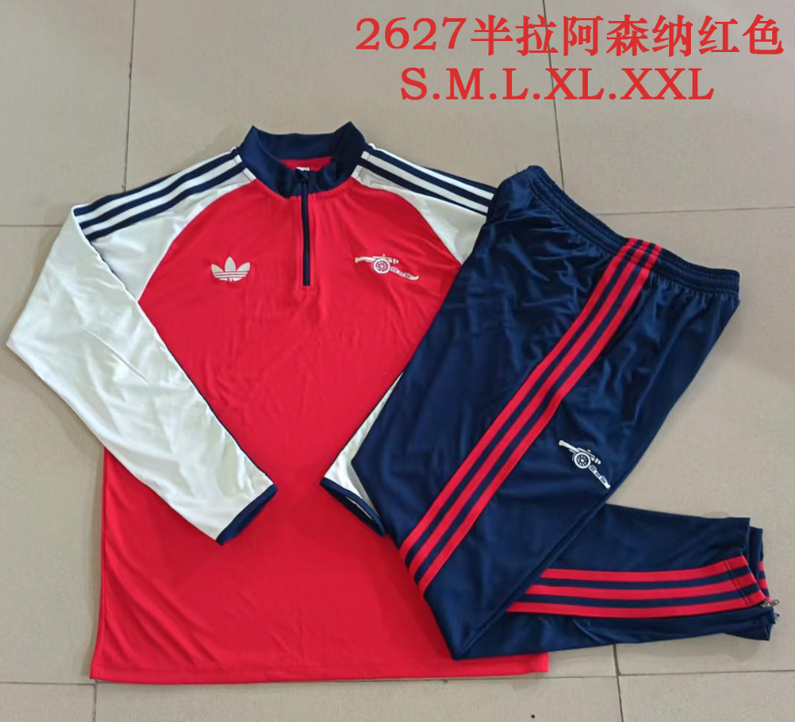 26/27 Adults Half Pull Arsenal red（Beige sleeves）Tracksuit
