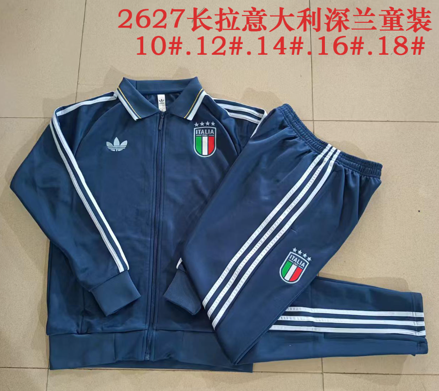 26/27 Kid Long Pull Italy Deep Blue Jackets sets