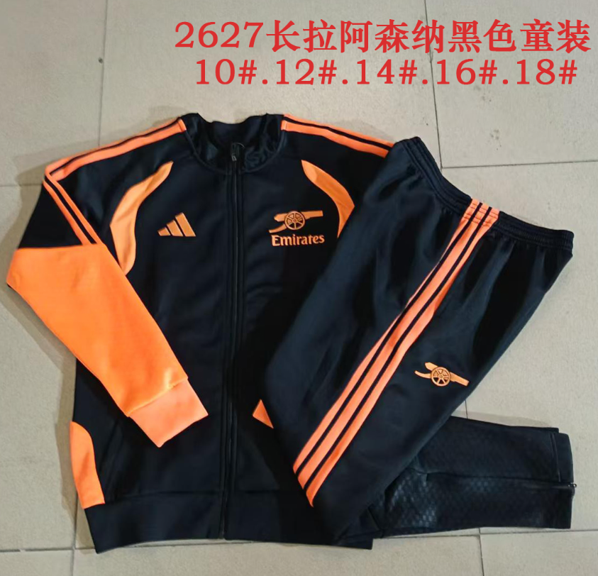 26/27 Kid Long Pull Arsenal black Jackets sets