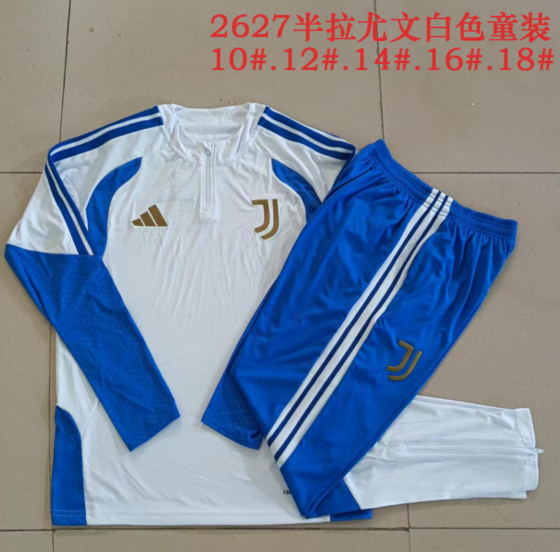 26/27 Kids Half Pull Juventus white Tracksuit
